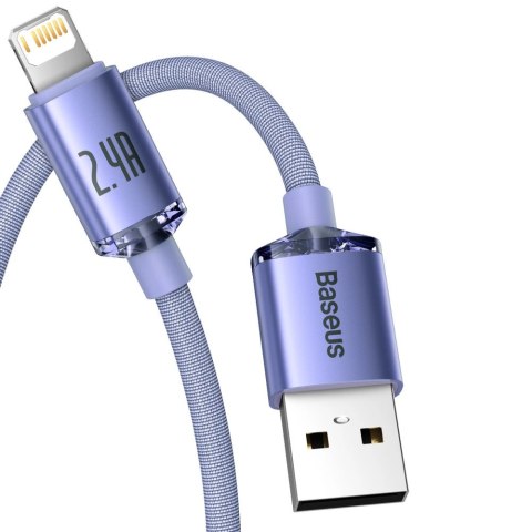 Baseus Crystal Shine Series kabel przewód USB do szybkiego ładowania i transferu danych USB Typ A - Lightning 2,4A 1,2m fioletow Baseus Crystal Shine Series kabel przewód USB do szybkiego ładowania i transferu danych USB Typ A - Lightning 2,4A 1,2m fioletow