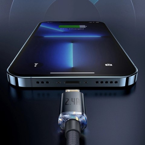 Baseus Crystal Shine Series kabel przewód USB do szybkiego ładowania i transferu danych USB Typ A - Lightning 2,4A 1,2m fioletow Baseus Crystal Shine Series kabel przewód USB do szybkiego ładowania i transferu danych USB Typ A - Lightning 2,4A 1,2m fioletow
