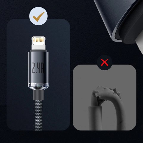 Baseus Crystal Shine Series kabel przewód USB do szybkiego ładowania i transferu danych USB Typ A - Lightning 2,4A 1,2m fioletow Baseus Crystal Shine Series kabel przewód USB do szybkiego ładowania i transferu danych USB Typ A - Lightning 2,4A 1,2m fioletow