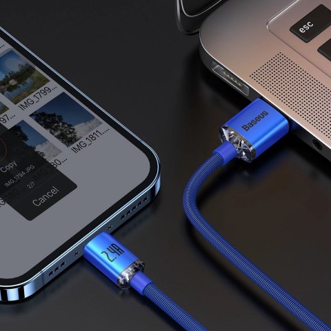 Baseus Crystal Shine Series kabel przewód USB do szybkiego ładowania i transferu danych USB Typ A - Lightning 2,4A 1,2m niebiesk Baseus Crystal Shine Series kabel przewód USB do szybkiego ładowania i transferu danych USB Typ A - Lightning 2,4A 1,2m niebiesk