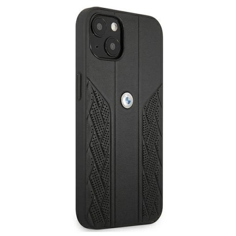 Etui BMW Leather Curve Perforate na iPhone 13 mini - czarne