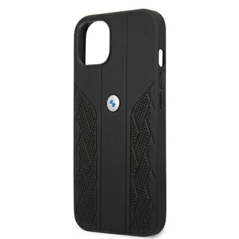 Etui BMW Leather Curve Perforate na iPhone 13 mini - czarne