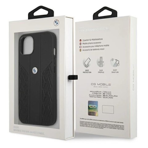 Etui BMW Leather Curve Perforate na iPhone 13 mini - czarne