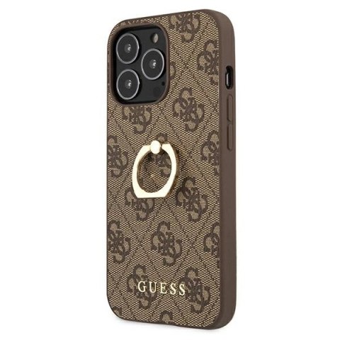 Etui Guess 4G Ring Stand na iPhone 13 Pro / iPhone 13 - brązowe