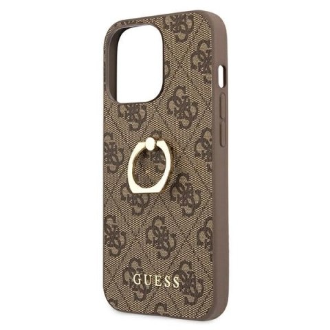 Etui Guess 4G Ring Stand na iPhone 13 Pro / iPhone 13 - brązowe