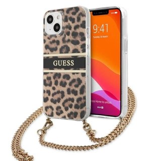 Etui Guess Leopard na iPhone 13 mini - jasnobrązowe