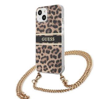 Etui Guess Leopard na iPhone 13 mini - jasnobrązowe