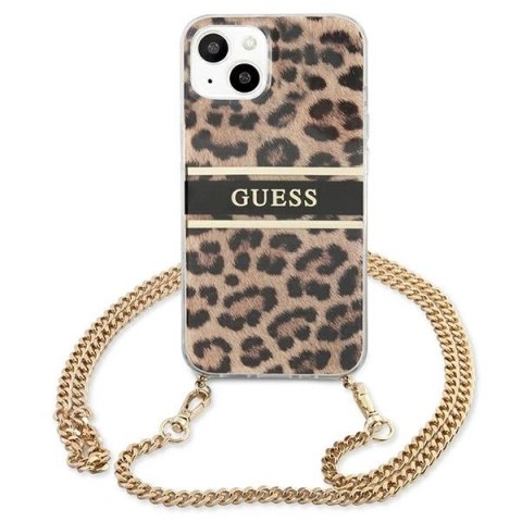 Etui Guess Leopard na iPhone 13 mini - jasnobrązowe