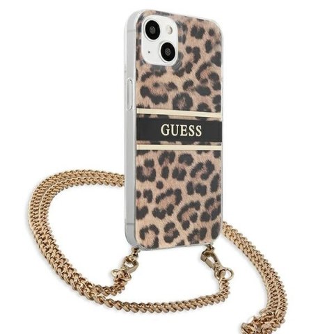 Etui Guess Leopard na iPhone 13 mini - jasnobrązowe