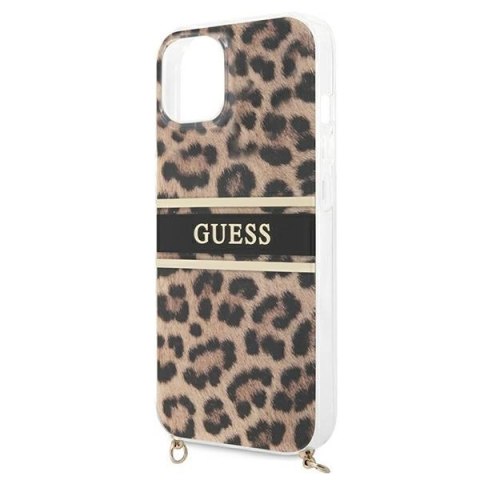 Etui Guess Leopard na iPhone 13 mini - jasnobrązowe