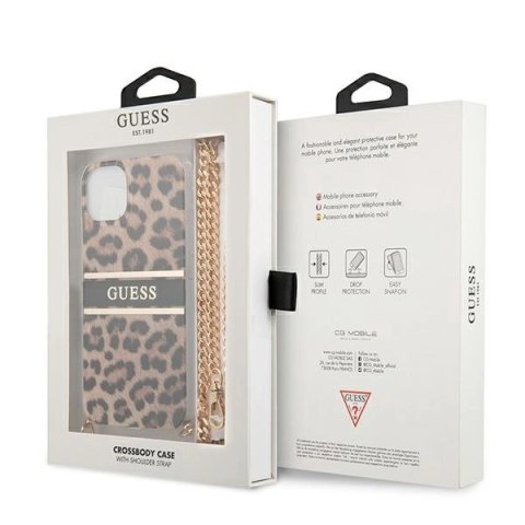 Etui Guess Leopard na iPhone 13 mini - jasnobrązowe