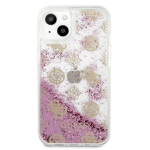 Etui Guess Peony Liquid Glitter na iPhone 13 mini - różowe
