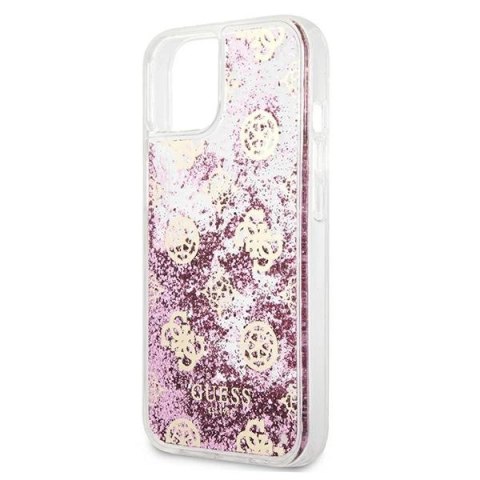 Etui Guess Peony Liquid Glitter na iPhone 13 mini - różowe