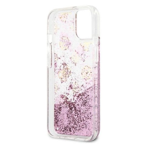 Etui Guess Peony Liquid Glitter na iPhone 13 mini - różowe