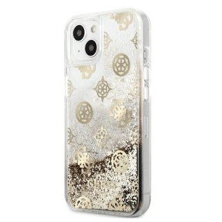 Etui Guess Peony Liquid Glitter na iPhone 13 mini - złote