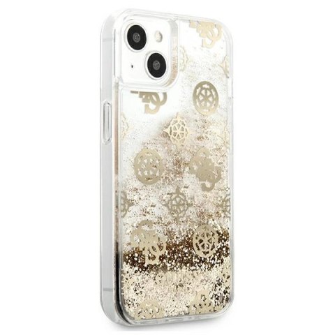 Etui Guess Peony Liquid Glitter na iPhone 13 mini - złote