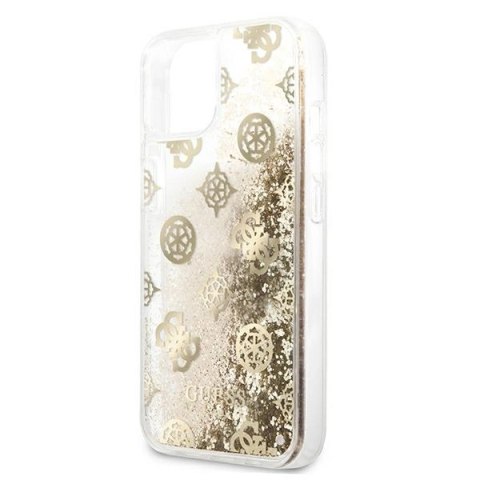 Etui Guess Peony Liquid Glitter na iPhone 13 mini - złote