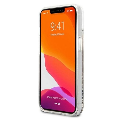 Etui Guess Peony Liquid Glitter na iPhone 13 mini - złote