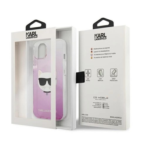Etui Karl Lagerfeld Choupette Head na iPhone 13 mini - różowe Etui Karl Lagerfeld Choupette Head na iPhone 13 mini - różowe