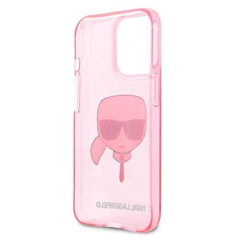 Etui Karl Lagerfeld Glitter Karl's Head na iPhone 13 Pro Max - różowe