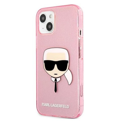 Etui Karl Lagerfeld Glitter Karl's Head na iPhone 13 mini - różowe Etui Karl Lagerfeld Glitter Karl's Head na iPhone 13 mini - różowe
