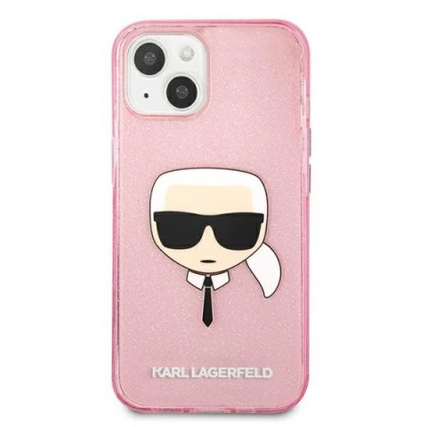 Etui Karl Lagerfeld Glitter Karl's Head na iPhone 13 mini - różowe Etui Karl Lagerfeld Glitter Karl's Head na iPhone 13 mini - różowe