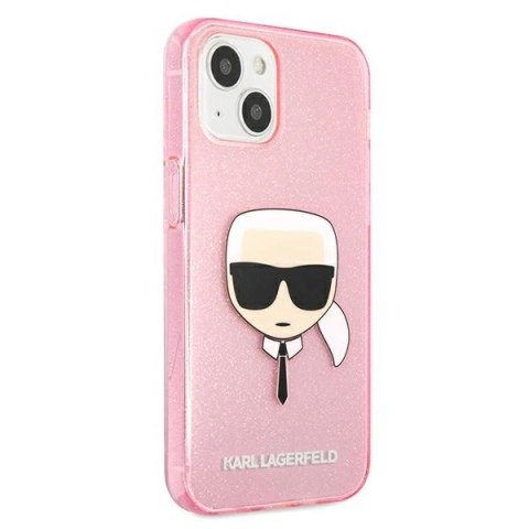 Etui Karl Lagerfeld Glitter Karl's Head na iPhone 13 mini - różowe Etui Karl Lagerfeld Glitter Karl's Head na iPhone 13 mini - różowe