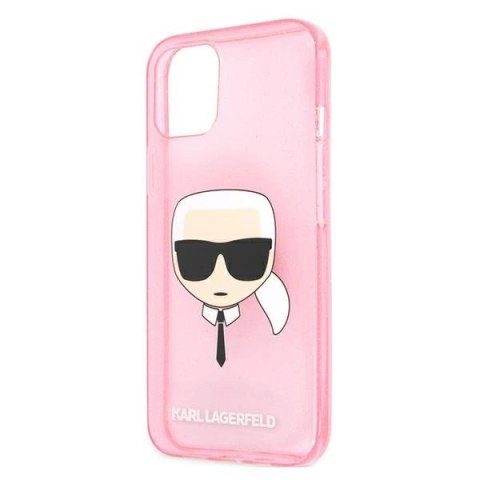 Etui Karl Lagerfeld Glitter Karl's Head na iPhone 13 mini - różowe Etui Karl Lagerfeld Glitter Karl's Head na iPhone 13 mini - różowe