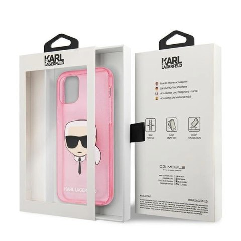Etui Karl Lagerfeld Glitter Karl's Head na iPhone 13 mini - różowe Etui Karl Lagerfeld Glitter Karl's Head na iPhone 13 mini - różowe