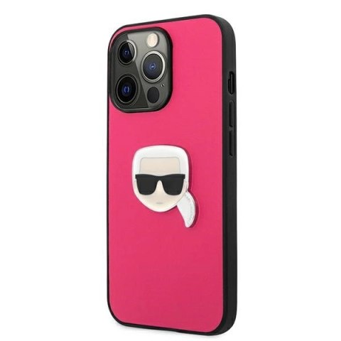 Etui Karl Lagerfeld Leather Ikonik Karl's Head Metal na iPhone 13 Pro / 13 6,1" - różowe Etui Karl Lagerfeld Leather Ikonik Karl's Head Metal na iPhone 13 Pro / 13 6,1" - różowe