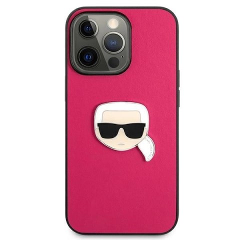 Etui Karl Lagerfeld Leather Ikonik Karl's Head Metal na iPhone 13 Pro / 13 6,1" - różowe Etui Karl Lagerfeld Leather Ikonik Karl's Head Metal na iPhone 13 Pro / 13 6,1" - różowe