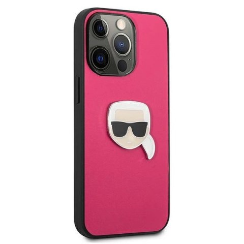 Etui Karl Lagerfeld Leather Ikonik Karl's Head Metal na iPhone 13 Pro / 13 6,1" - różowe Etui Karl Lagerfeld Leather Ikonik Karl's Head Metal na iPhone 13 Pro / 13 6,1" - różowe