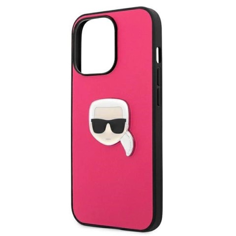 Etui Karl Lagerfeld Leather Ikonik Karl's Head Metal na iPhone 13 Pro / 13 6,1" - różowe Etui Karl Lagerfeld Leather Ikonik Karl's Head Metal na iPhone 13 Pro / 13 6,1" - różowe