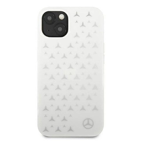 Etui Mercedes Silver Stars Pattern na iPhone 13 - białe Etui Mercedes Silver Stars Pattern na iPhone 13 - białe