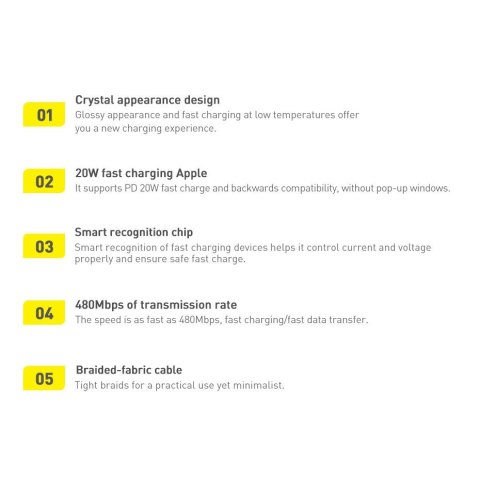 Kabel Baseus CAJY000301 Lightning - USB-C PD QC 20W 480Mb/s 2m - czarny