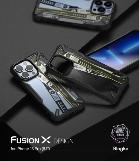 Ringke Fusion X Design etui pancerny pokrowiec z ramką iPhone 13 Pro czarny (Ticket band) (FXD550E43) Ringke Fusion X Design etui pancerny pokrowiec z ramką iPhone 13 Pro czarny (Ticket band) (FXD550E43)