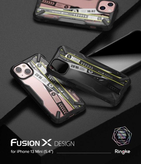 Ringke Fusion X Design etui pancerny pokrowiec z ramką iPhone 13 mini czarny (Ticket band) (FXD540E43) Ringke Fusion X Design etui pancerny pokrowiec z ramką iPhone 13 mini czarny (Ticket band) (FXD540E43)