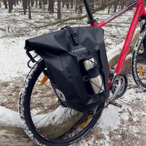 Wozinsky wodoodporna torba rowerowa sakwa na bagażnik 25l czarny (WBB24BK)