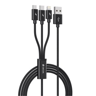 Devia kabel 3w1 Gracious EC048 USB - Lightning + USB-C + MicroUSB 1,2 m 3A czarny