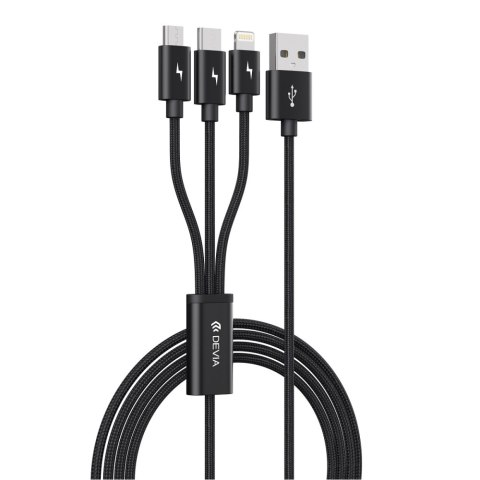 Devia kabel 3w1 Gracious EC048 USB - Lightning + USB-C + MicroUSB 1,2 m 3A czarny