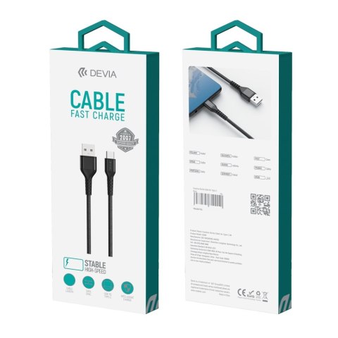 Devia kabel Gracious EC303 USB - USB-C 1,0 m 2,4A czarny Devia kabel Gracious EC303 USB - USB-C 1,0 m 2,4A czarny