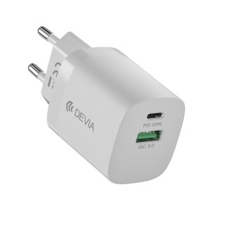 Devia ładowarka sieciowa Smart PD GaN 30W 1x USB-C 1x USB biała