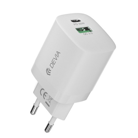 Devia ładowarka sieciowa Smart PD GaN 30W 1x USB-C 1x USB biała Devia ładowarka sieciowa Smart PD GaN 30W 1x USB-C 1x USB biała