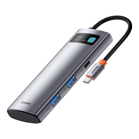 Baseus Metal Gleam Series multifunkcjonalny HUB USB 7w1 Typ C HDMI czytnik kart TF PD szary (WKWG020113) Baseus Metal Gleam Series multifunkcjonalny HUB USB 7w1 Typ C HDMI czytnik kart TF PD szary (WKWG020113)