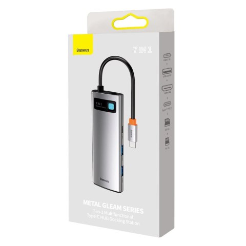 Baseus Metal Gleam Series multifunkcjonalny HUB USB 7w1 Typ C HDMI czytnik kart TF PD szary (WKWG020113) Baseus Metal Gleam Series multifunkcjonalny HUB USB 7w1 Typ C HDMI czytnik kart TF PD szary (WKWG020113)