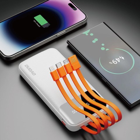 Dudao K6Pro uniwersalny powerbank 10000mAh z kablem USB, USB Typ C, Lightning biały (K6Pro-white) Dudao K6Pro uniwersalny powerbank 10000mAh z kablem USB, USB Typ C, Lightning biały (K6Pro-white)