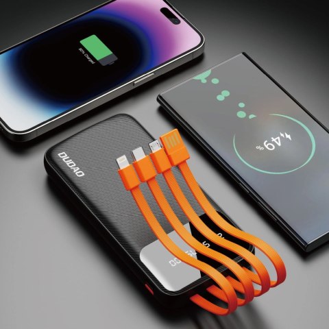 Dudao K6Pro uniwersalny powerbank 10000mAh z kablem USB, USB Typ C, Lightning czarny (K6Pro-black) Dudao K6Pro uniwersalny powerbank 10000mAh z kablem USB, USB Typ C, Lightning czarny (K6Pro-black)