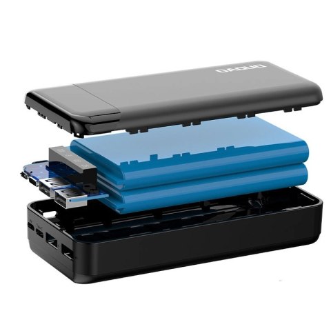Dudao pojemny powerbank z 3 wbudowanymi kablami 20000mAh USB Typ C + micro USB + Lightning czarny (Dudao K6Pro+) Dudao pojemny powerbank z 3 wbudowanymi kablami 20000mAh USB Typ C + micro USB + Lightning czarny (Dudao K6Pro+)