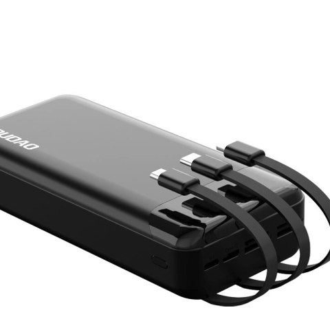Dudao pojemny powerbank z 3 wbudowanymi kablami 20000mAh USB Typ C + micro USB + Lightning czarny (Dudao K6Pro+) Dudao pojemny powerbank z 3 wbudowanymi kablami 20000mAh USB Typ C + micro USB + Lightning czarny (Dudao K6Pro+)