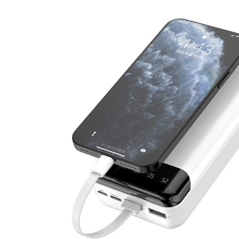 Dudao pojemny powerbank z 3 wbudowanymi kablami 20000mAh USB Typ C + micro USB + Lightning czarny (Dudao K6Pro+) Dudao pojemny powerbank z 3 wbudowanymi kablami 20000mAh USB Typ C + micro USB + Lightning czarny (Dudao K6Pro+)